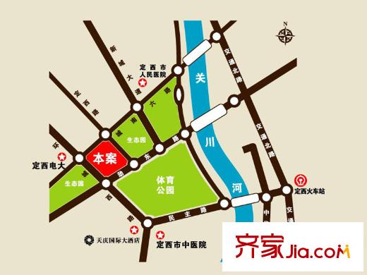 定西?天慶嘉園位置示意圖