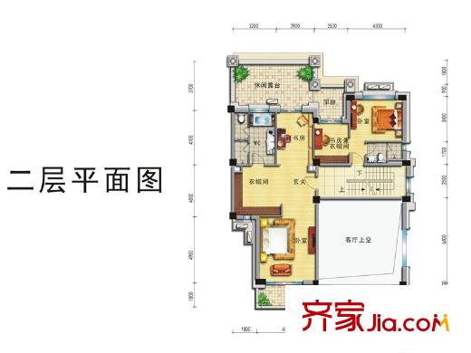 碧桂園?城市花園別墅G216戶型二層平面圖 5室2廳6衛(wèi)1廚