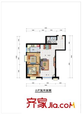 寶豐?紫金城F7戶型 2室2廳1衛(wèi)1廚