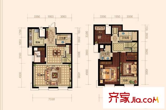 勝利廣場蘭公館C1戶型（四室兩廳三衛(wèi)） 4室2廳3衛(wèi)1廚