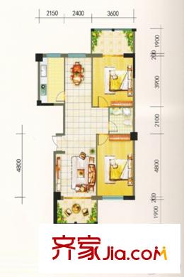 白銀國芳國際?世貿(mào)花園J戶型 2室2廳1衛(wèi)1廚