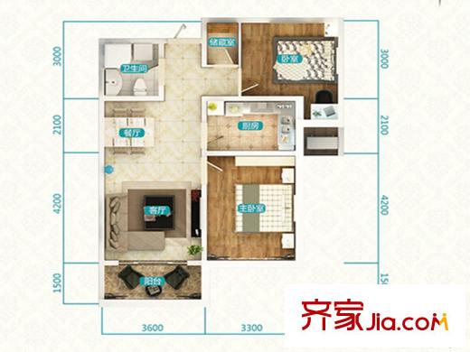 欣欣嘉園東4/8/10區(qū) 1/2單元 B4戶型 2室2廳1衛(wèi)1廚