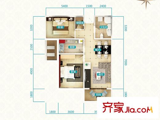 欣欣嘉園東6/7/11/12區(qū) 2號/3號房 C2戶型 2室2廳1衛(wèi)1廚