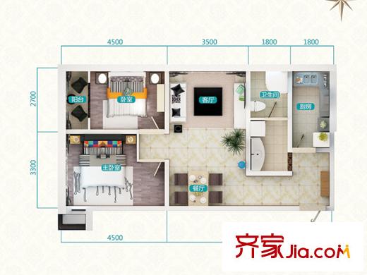 欣欣嘉園東1/東3區(qū) 1單元1號(hào)、6號(hào)房 B1戶型 2室2廳1衛(wèi)1廚