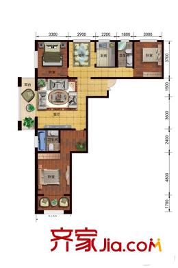 眾邦金水灣1號(hào)院7.戶型 3室2廳2衛(wèi)1廚