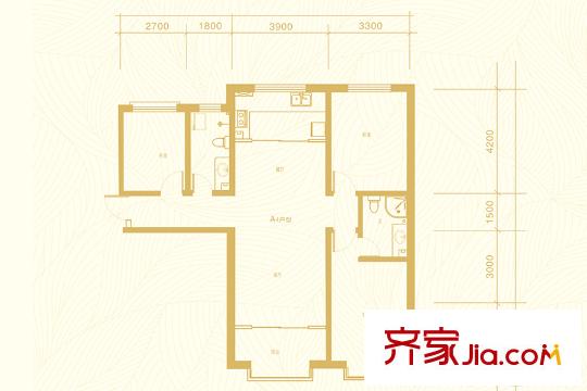津華?格林蘭A4戶型135.87平米 3室2廳2衛(wèi)1廚