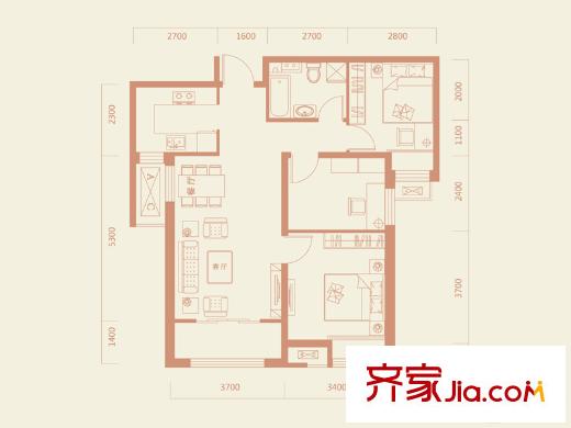 保利?領(lǐng)秀山1#3#6#-8#A3戶型圖 3室2廳1衛(wèi)1廚