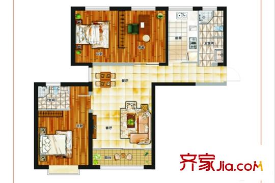 天昱?鳳凰城二期F1戶型 2室2廳2衛(wèi)1廚