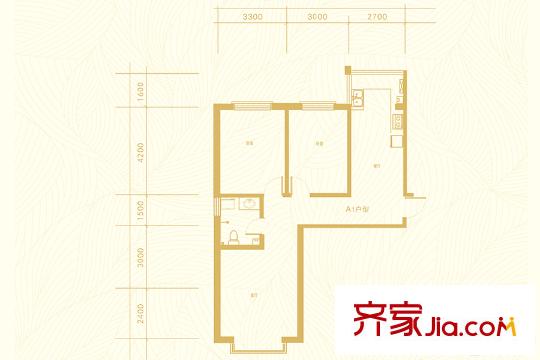 津華?格林蘭A1戶型102.77平米 2室2廳1衛(wèi)1廚