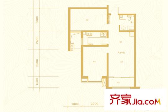 津華?格林蘭A2戶型92.45平米 2室2廳1衛(wèi)1廚