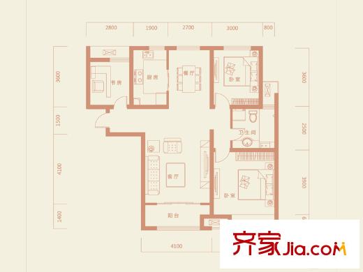 保利?領(lǐng)秀山1#3#6#B1戶型圖 3室2廳1衛(wèi)1廚