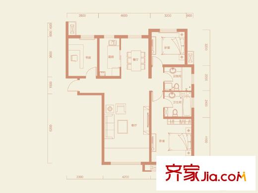 保利?領(lǐng)秀山1#3#6#C1戶型圖 3室2廳2衛(wèi)1廚