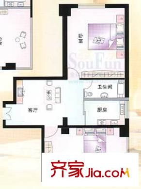建信大廈戶型圖G戶型 2室1廳1衛(wèi)1廚