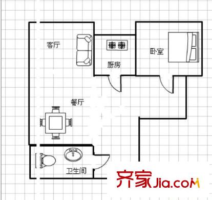 紅古武裝部家屬院 1室 戶型圖 