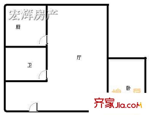 省國土資源廳家屬院 1室 戶型圖
