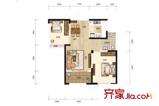 蘭石?睿智名居1#2#3#4#5#9#12#17#A2戶型 2室2廳1衛(wèi)1廚