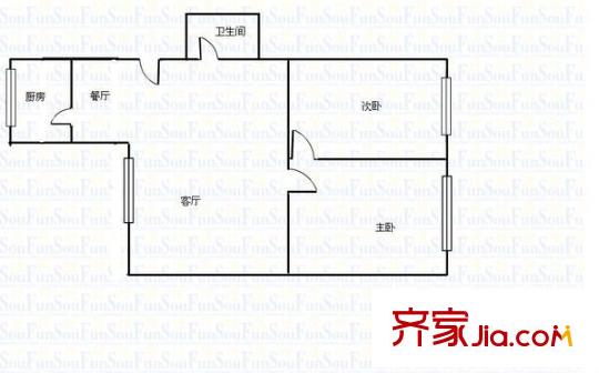 蘭州雁灘市公安局家屬院 2室 戶型圖