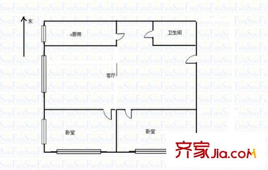 蘭橡小區(qū)戶型圖兩室兩廳一衛(wèi)一廚 2室2廳1衛(wèi)1廚