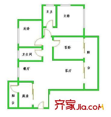 蘭州市政公司家屬院(黃河北)戶型圖蘭州市政公司家屬院  3室 戶型圖 3室2廳2衛(wèi)1廚