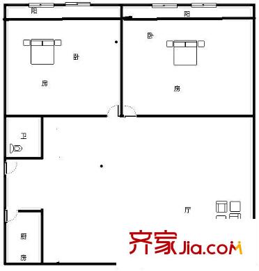 蘭橡小區(qū)戶型圖兩室兩廳 2室2廳1衛(wèi)1廚