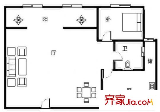 蘭橡小區(qū)戶型圖一室一廳一衛(wèi) 1室1廳1衛(wèi)1廚