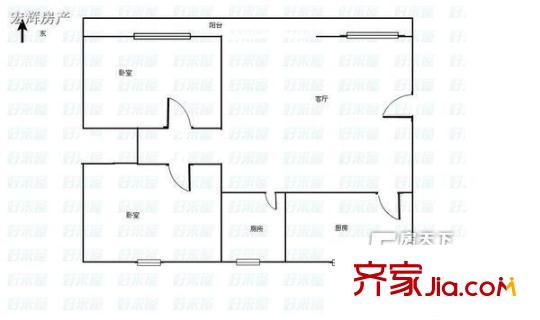 蘭西火車站家屬院 2室 戶型圖