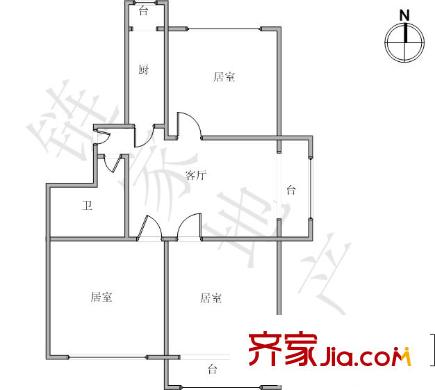 服務(wù)公司家屬院(舊大路)戶型圖 服務(wù)公司家屬院（舊大路） 3室  戶型圖 3室2廳1衛(wèi)1廚