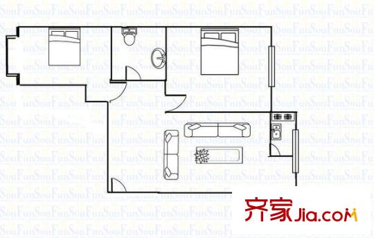 蘭西火車站家屬院 2室 戶型圖