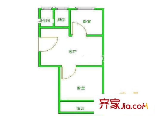 環(huán)保廳家屬院  2室  戶型圖