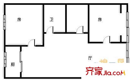 東湖市政家屬院 2室 戶型圖