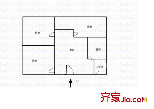東湖市政家屬院 3室 戶型圖