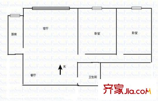 康復中心家屬院 2室 戶型圖