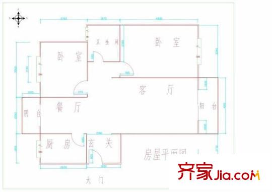 康復中心家屬院 2室 戶型圖