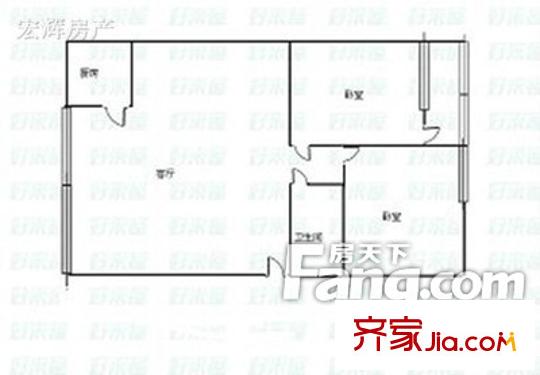  市一建家屬院 2室 戶型圖