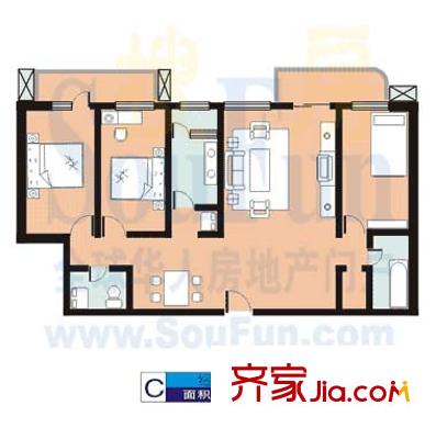 乾昌大廈戶型圖經典平層 3室1廳2衛(wèi)1廚