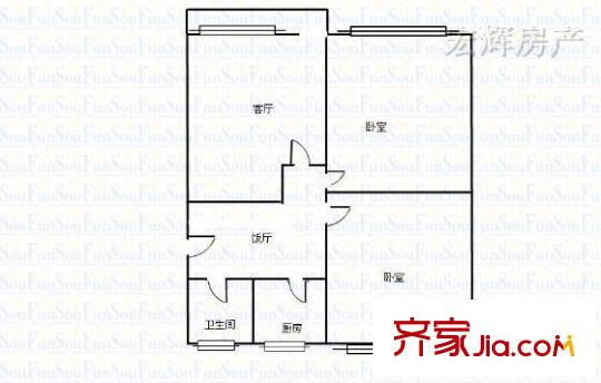 蘭州市電信局家屬院 2室 戶型圖