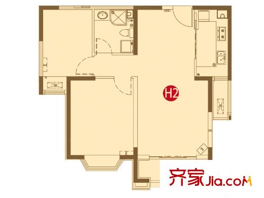 蘭州大名城B區(qū)7#樓8#樓H2戶型 2室2廳1衛(wèi)1廚