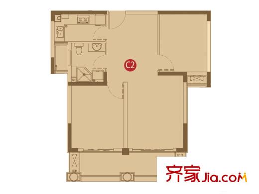 蘭州大名城D區(qū)8#13#16#19#20#21#C2戶型 2室2廳1衛(wèi)1廚