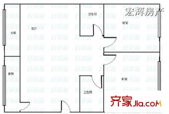 蘭州軍區(qū)司令部家屬院3室 戶型圖
