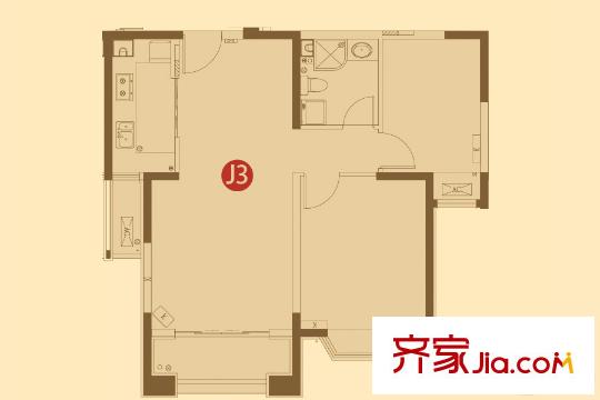 蘭州大名城B區(qū)3#1#2#5#7#8#11#12#17#J3戶型 2室2廳1衛(wèi)1廚