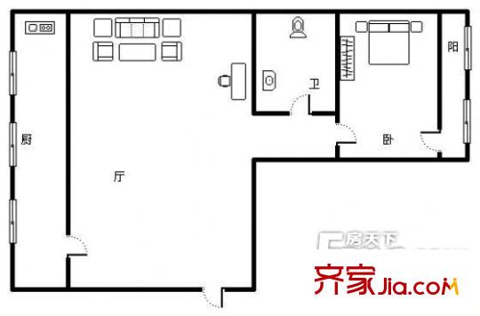 交通大學(xué)家屬院  1室  戶型圖