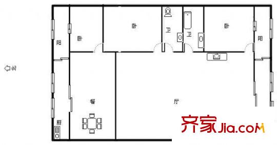 省郵政機(jī)械廠家屬院 3室 戶型圖
