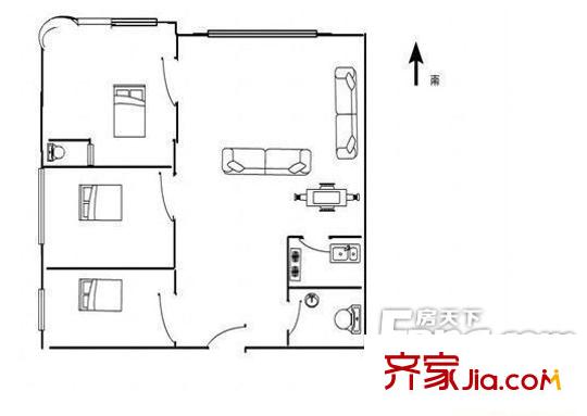 五泉區(qū)工商局家屬院 3室 戶(hù)型圖