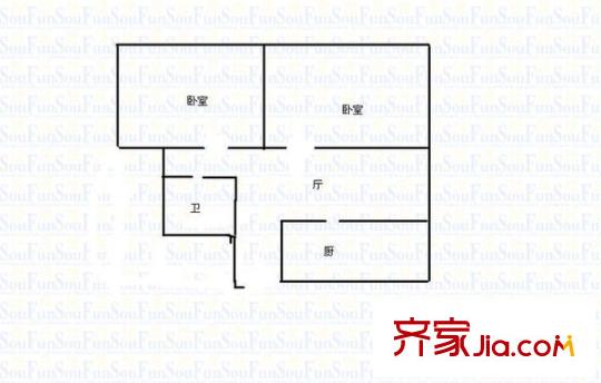 省糧食局家屬院 2室 戶型圖