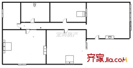 省糧食局家屬院 3室 戶型圖