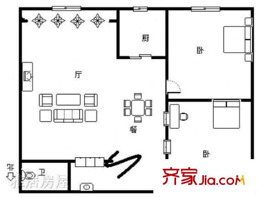 省郵政機械廠家屬院 2室 戶型圖