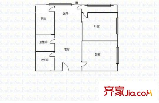 五泉區(qū)工商局家屬院 2室 戶(hù)型圖