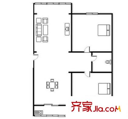中保公司蘭州分公司家屬院  2室  戶型圖
