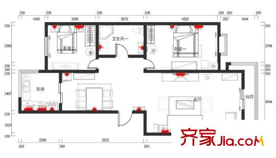 比科新大廈  2室  戶型圖