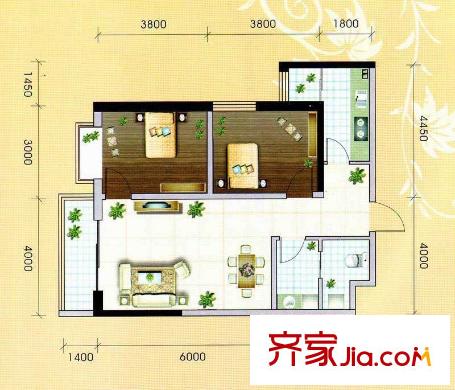 宜和花園 2室 戶型圖